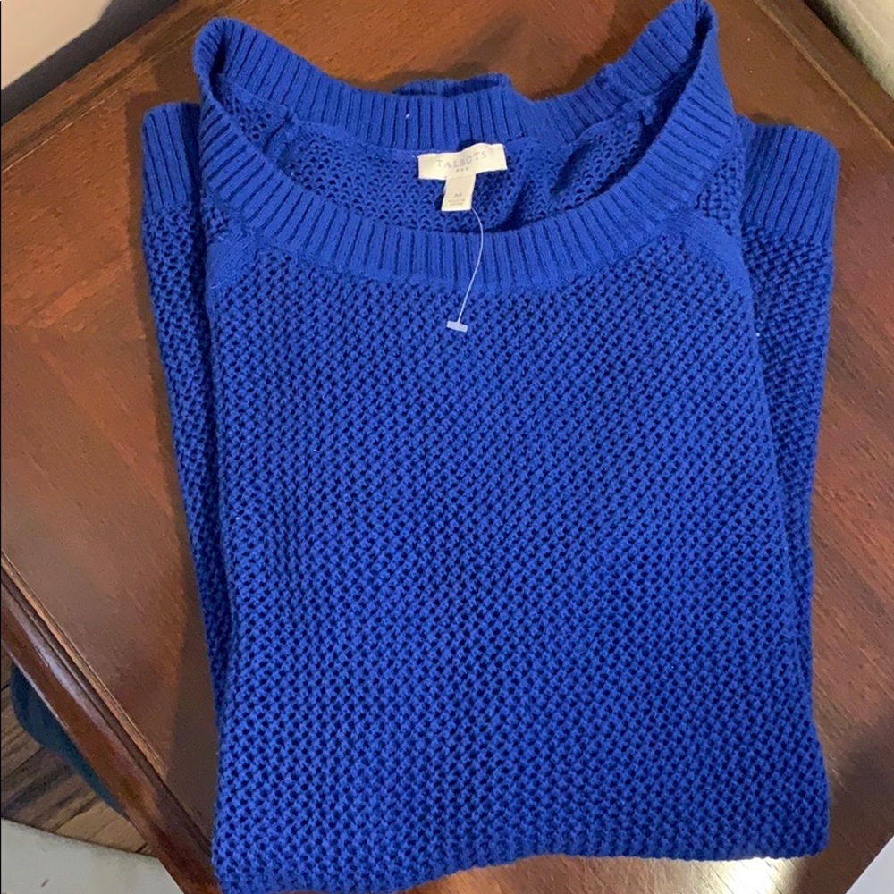 NWOT Talbots open weave sweater blue